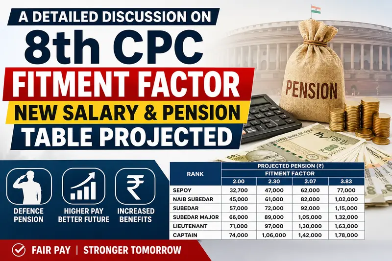 A Detailed Discussion on 8th CPC Fitment factor : New Salary & Pension Table Projected
