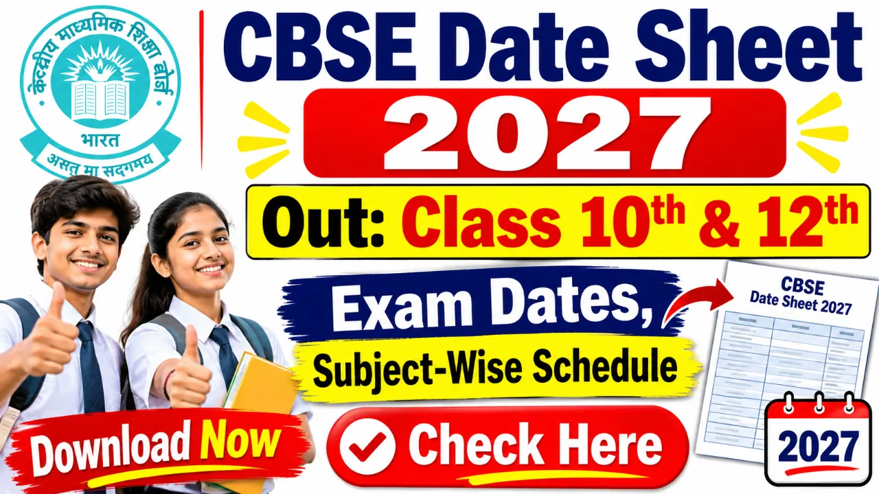 CBSE Date Sheet 2027 Out: Class 10th & 12th Exam Dates, Subject-Wise Schedule